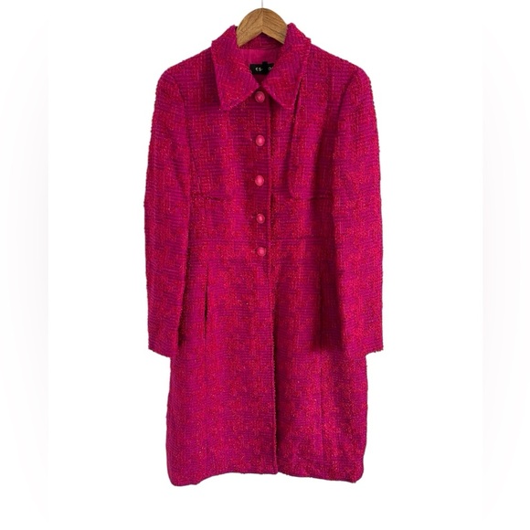 Escada Hot Pink Wool Tweed Coat, size 36 - Picture 1 of 10